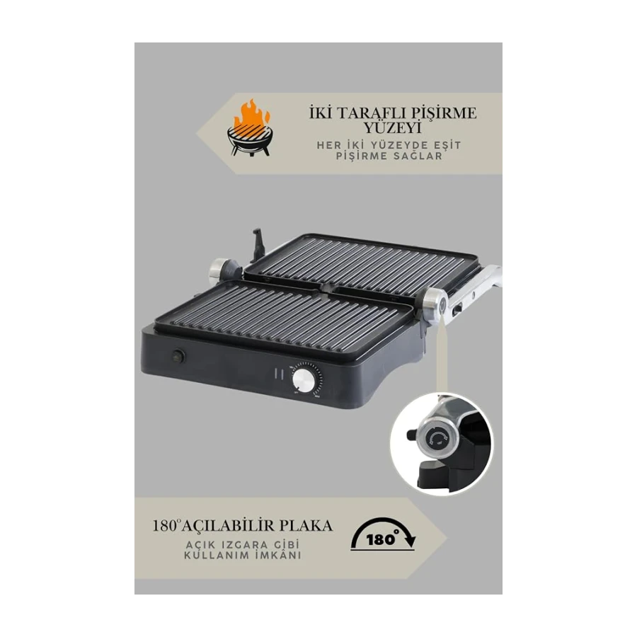 Primo Tost Makinesi | 2000W Güç | Yapışmaz Plaka | Yağ Hazneli Termostatlı Tost Makinası