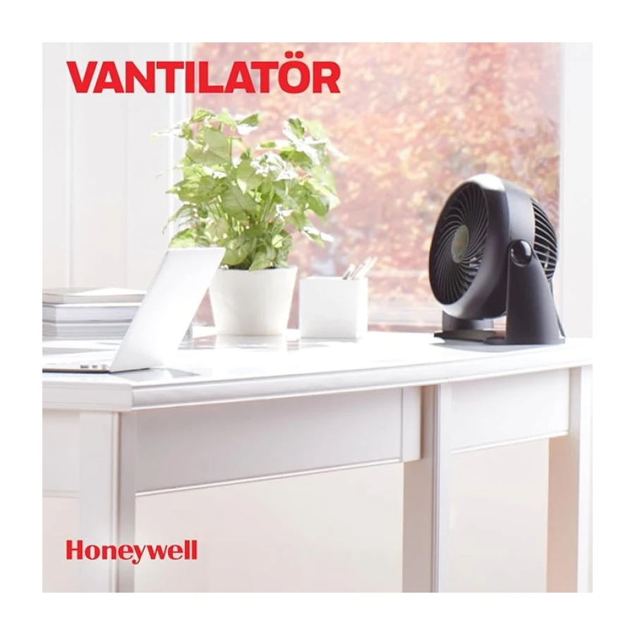 HONEYWELL TurboForce Turbo Vantilatör HT900E, Sessiz Soğutma, 90 Dereceye Kadar Ayarlanabilir Eğim Açısı, 3 Hız Ayarı, Duvara Montaj, Masa Vantilatörü