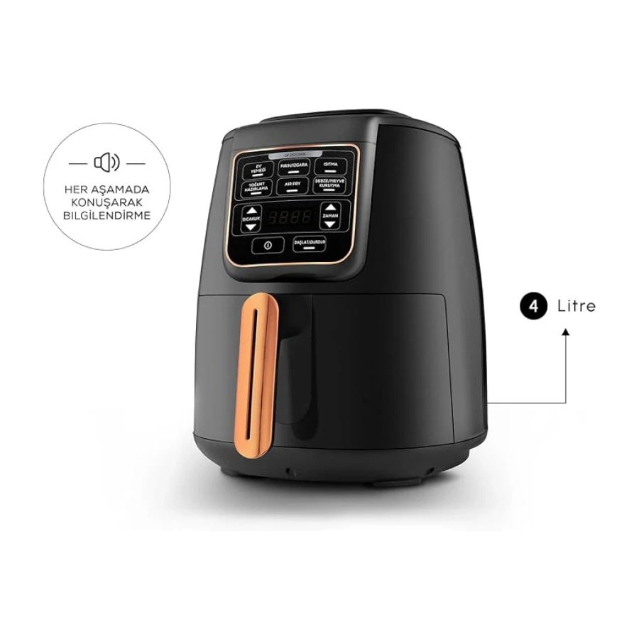 Karaca Air Pro Cook XL 2 In 1 Konuşan Airfryer Siyah Copper