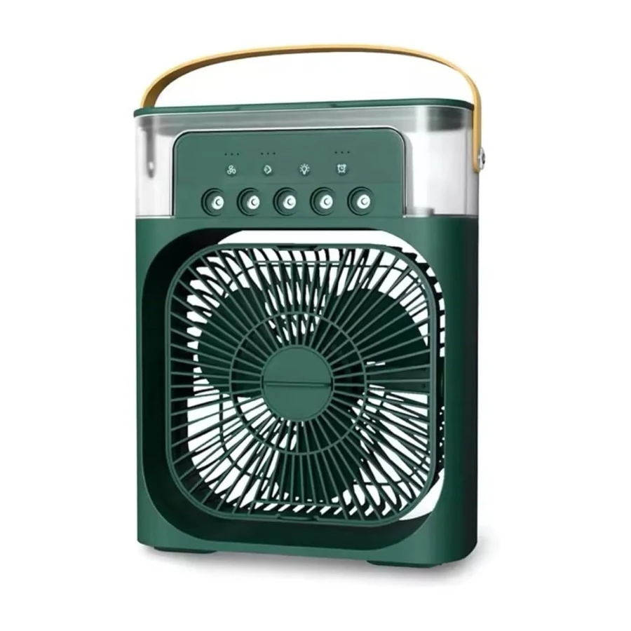 Coverzone Buharlı Hava Soğutucu, 26x19x8 Cm Taşınabilir Portatif Klima, 330 Ml, Mobil Sulu Klima, 3 Rüzgar Hızı, 3 Sis Modu, Buzlu Vantilatör 5 Sprey Delikli ile Renkli LED Işıklı- HR025
