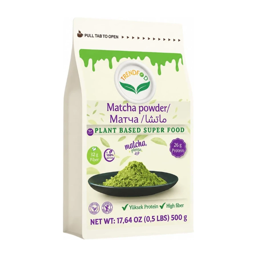 Trend Food Matcha Tozu 500 g – Premium Matcha Çayı | Yüksek Antioksidan | Şekersiz | Vegan | Glutensiz | Matcha Latte ve Soğuk İçecekler için