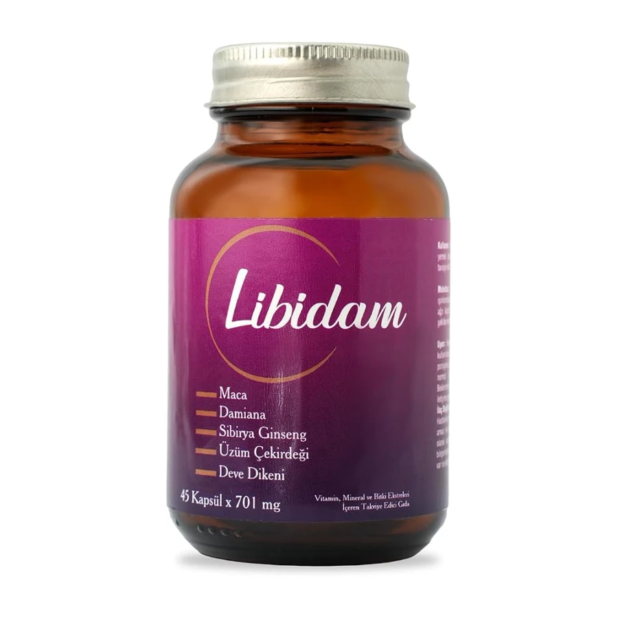 Libidam Maca Damiana Sibirya Ginsengi Özlü Multivitamin Mineral Takviye Edici Gıda, 45 Kapsül x 701 mg
