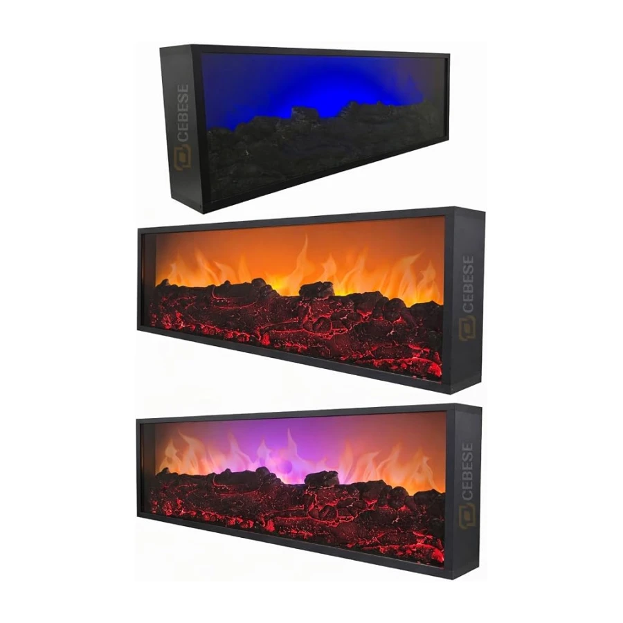 Dekoratif Elektrikli Yapay Şömine - 100x31.5x16.5 Cm - Farklı Renk Modları,kumandalı, Bluetooth Ses
