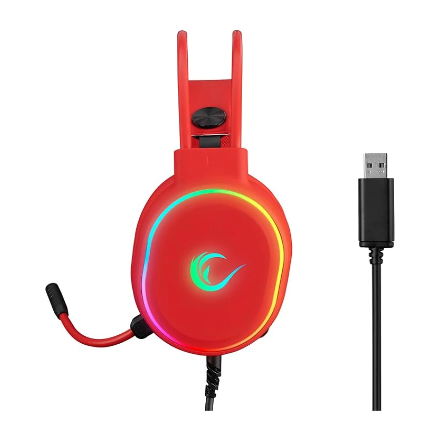 Rampage ROGUE Kırmızı 7.1 Surround Sound RGB Ledli Gaming Oyuncu Mikrofonlu Kulaklık, Büyük