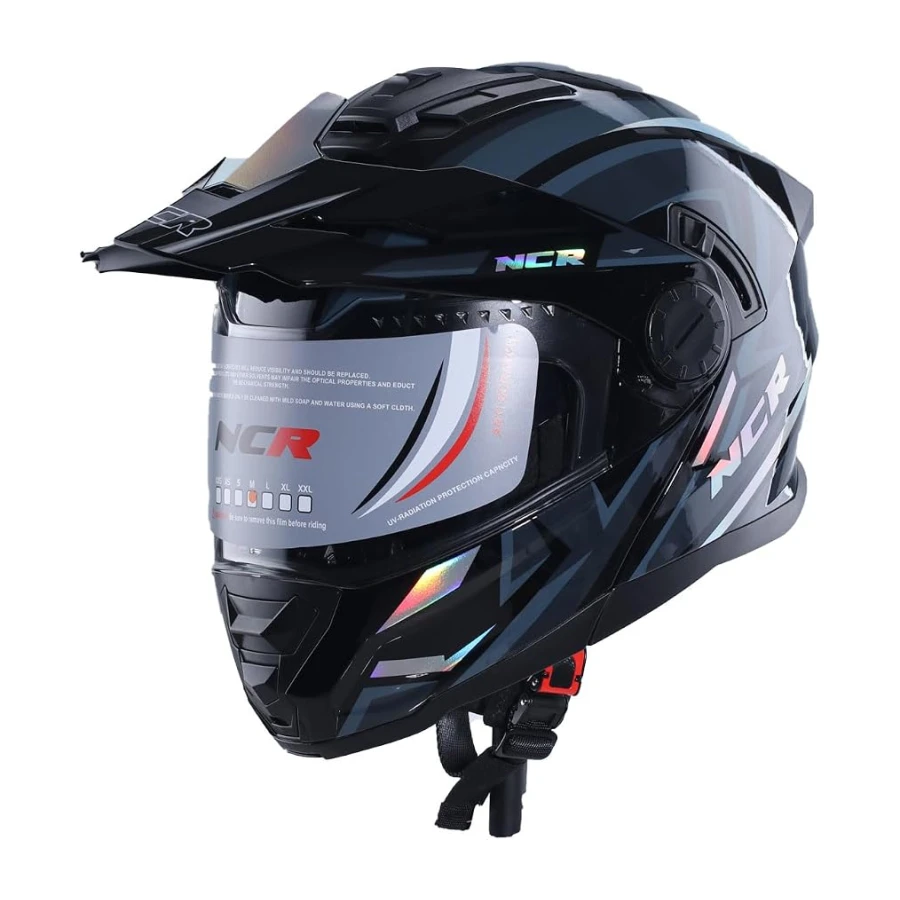 X-Cross Çene Açılır Kask Mavi Gri (ECE-22.06)