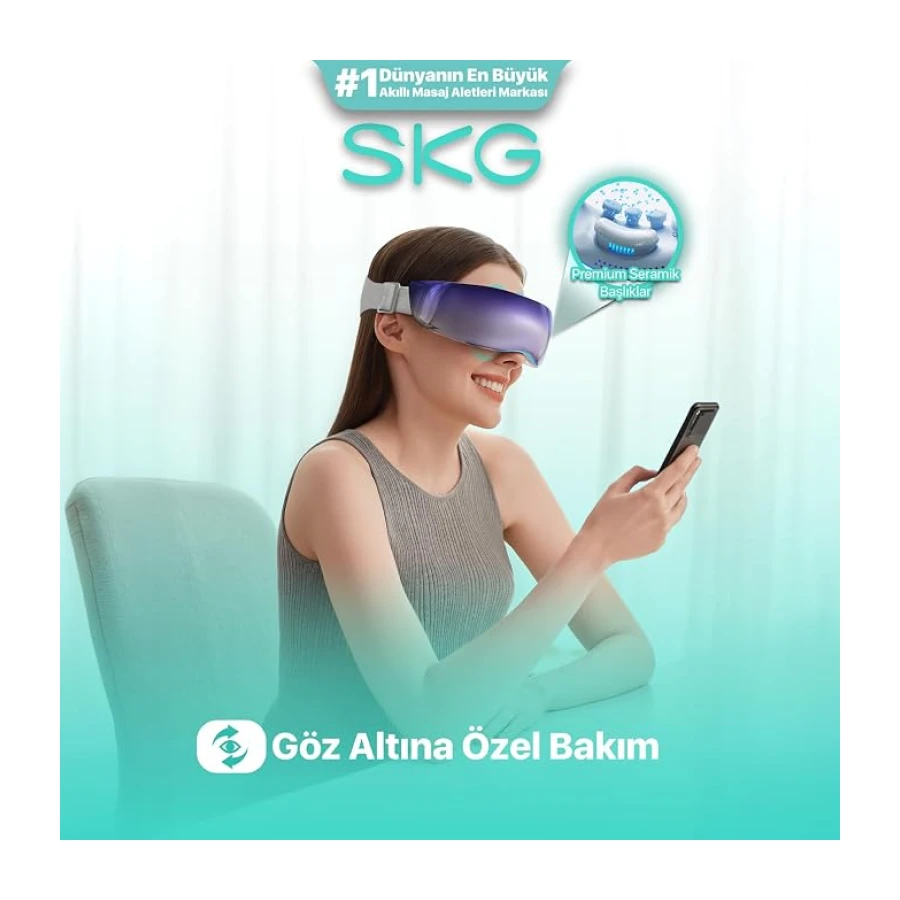 SKG KS700-E Soğuk & Sıcak Kompresli Göz Masaj Aleti | Titreşim + Hava Basıncı | Bluetooth Ses Terapisi | Akıllı Uygulama Destekli | Premium Göz Bakımı