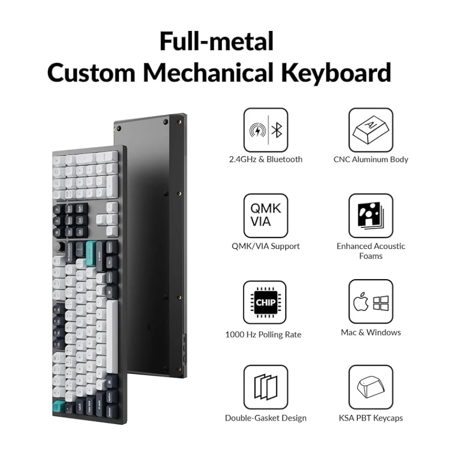 Keychron Q6 Max RGB Full Size Mekanik Red Switch 2.4 GHz Kablosuz İngilizce Siyah Klavye