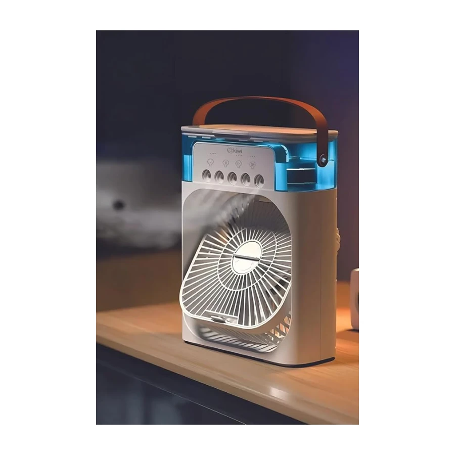 3'ü 1 Arada Soğuk Buharlı Nemlendirici Masaüstü Vantilatör USB Fan Gece Lambası 600ml