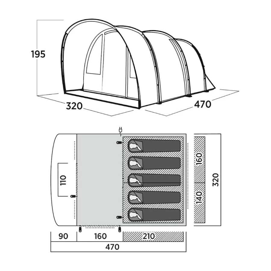 Easy Camp Skarvan 5 Blackroom 15 M² & 5 Kişilik Yüksek Aile Çadırı