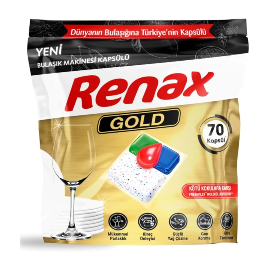 RENAX Gold Bulaşık Makinesi Kapsülü, 70 Adet