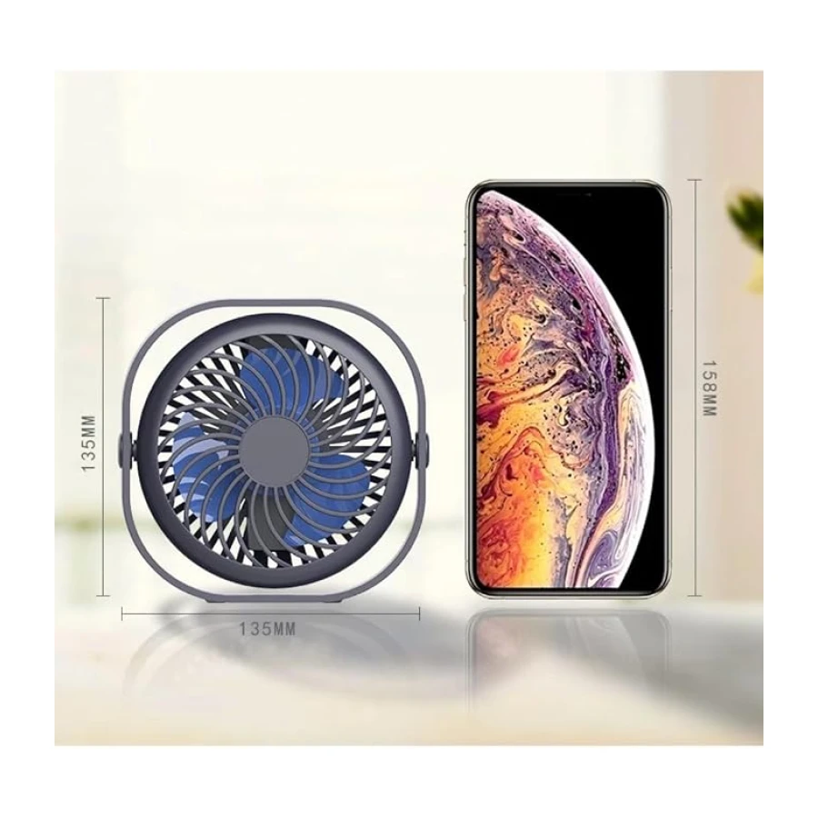 Masaüstü Vantilatör, Şarjlı Masaüstü Fan, 2000 Mah Batarya, Uzun Kullanım Süresi, 3 Kademeli Ayarlanır Güç Modu, Soğutucu Vantilatör, Sessiz Çalışma, Ergonomik Tasarım, Masaüstü Kullanım