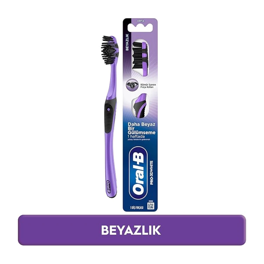 Oral-B Pro-3DWhite Kömürlü Beyazlık Diş Fırçası, Orta Sertlik