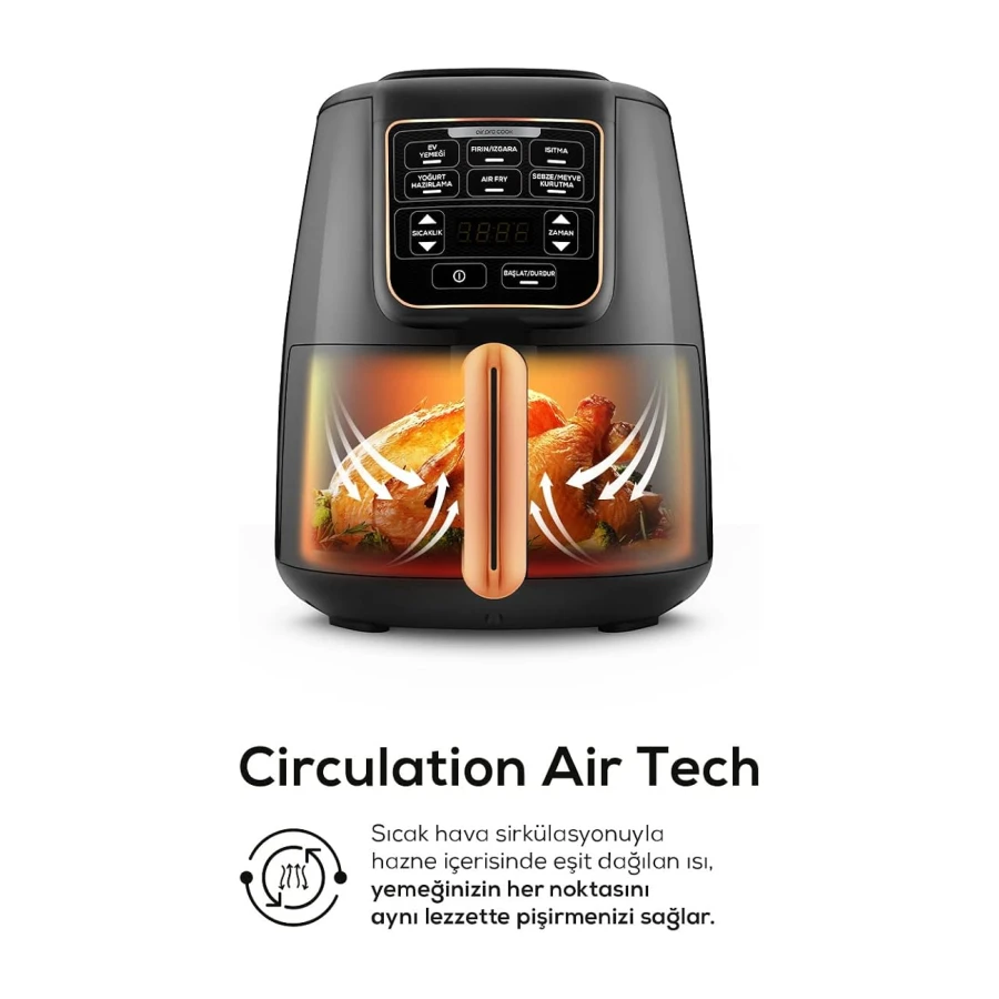 Karaca Air Pro Cook XL 2 In 1 Konuşan Airfryer Siyah Copper