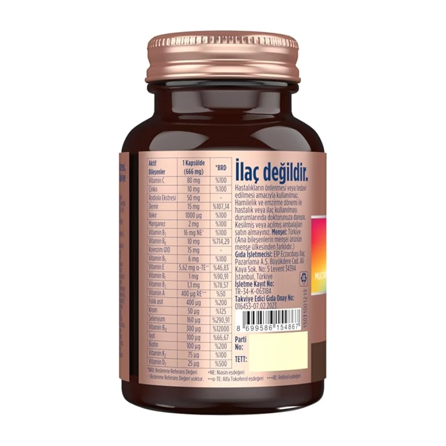 Dynavit MultiDaily 30 Kapsül - Multivitamin&Enerji - 13 Vitamin, 7 Mineral, Koenzim Q10, Rhodiola Ekstresi (Multi-Daily) Complex