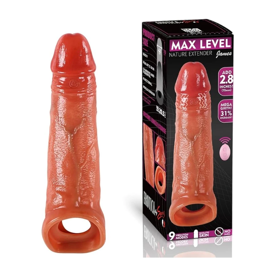 Penis Kılıfları Gizli Paket (6.5 Cm Uzatmalı Ultra Realistik Uzaktan Kumandalı Titreşimli Penis Kılıfı)