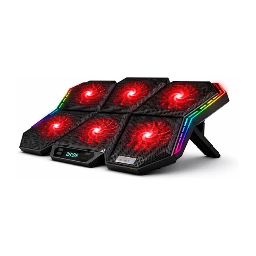 6 Fanlı RGB Laptop Soğutucu Stand 17 İnç LED Ekranlı 7 Kademe Notebook Cooler