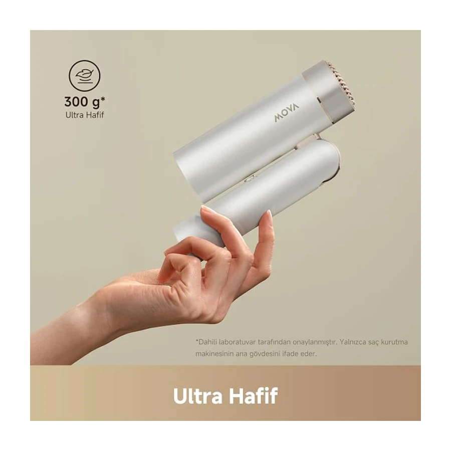 MOVA Flip 10 Yüksek Hızlı Saç Kurutma Makinesi, 300 g'lık Ultra Hafif Gövde, Bukle ve Düzleştirme için Çok Yönlü Şekillendirme, 300 Milyon Negatif İyon, 3 Yıl Garanti