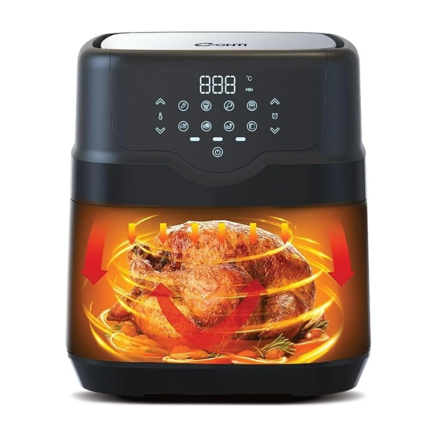 Conti CDF-451 Prime Airfryer Yağsız Fritöz 4.5 L, Dijital Dokunmatik LED Ekran, 8 Otomatik Program, 80-200°C Sıcaklık Ayarı, Yapışmaz Hazne,Kolay Temizlik
