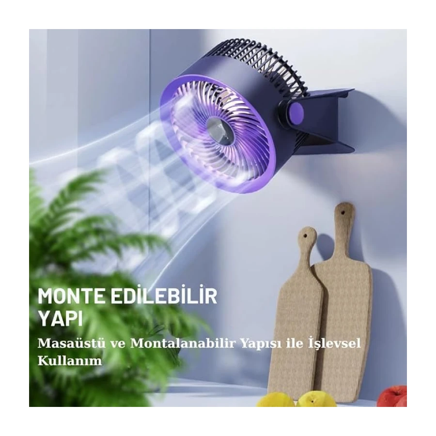 Masaüstü Vantilatör, Şarjlı Masaüstü Fan, 1200 Mah Batarya, Uzun Kullanım Süresi, 4 Kademeli Ayarlanır Güç Modu, Soğutucu Vantilatör, Sessiz Çalışma, Ergonomik Tasarım, Masaüstü Kullanım