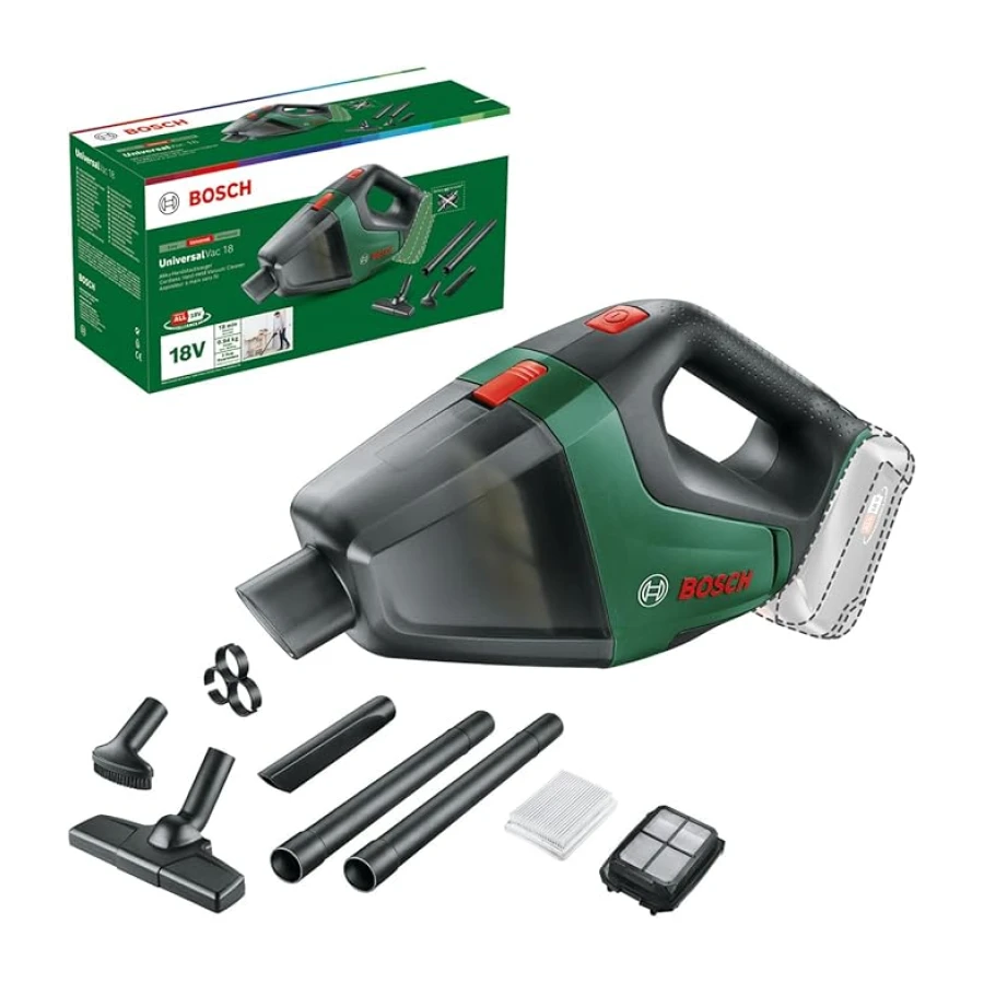 Bosch Akülü Elektrikli Süpürge (0.5 L Hazne, 15.3 x 5.8 x 8.3 cm, 18 Volt, Akü dahil değildir)