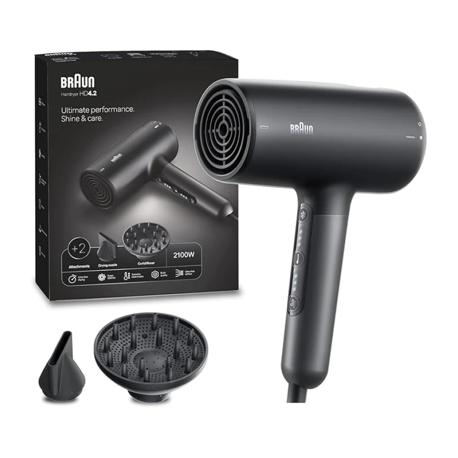 Braun BRHD425E HD4.2 IONTEC Difüzörlü Saç Kurutma Makinesi, 2 Başlıklı, 2100W