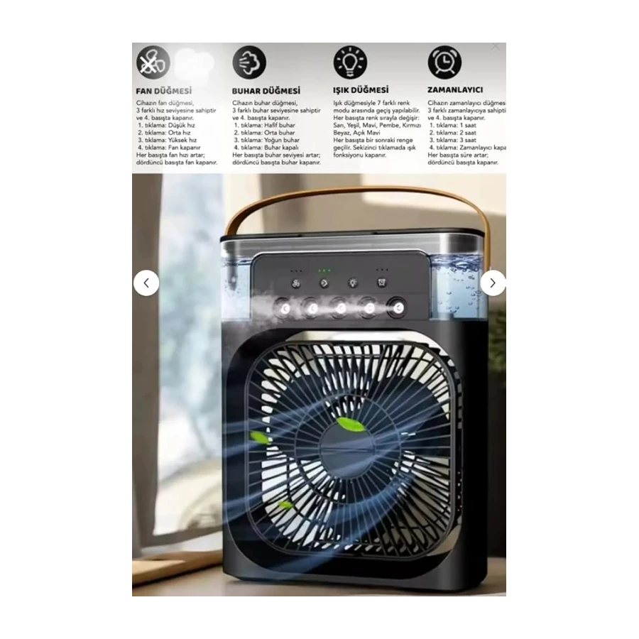 AKSU Katjmer KTFN-21 Buharlı Işıklı Masaüstü USB Fan (BEYAZ)
