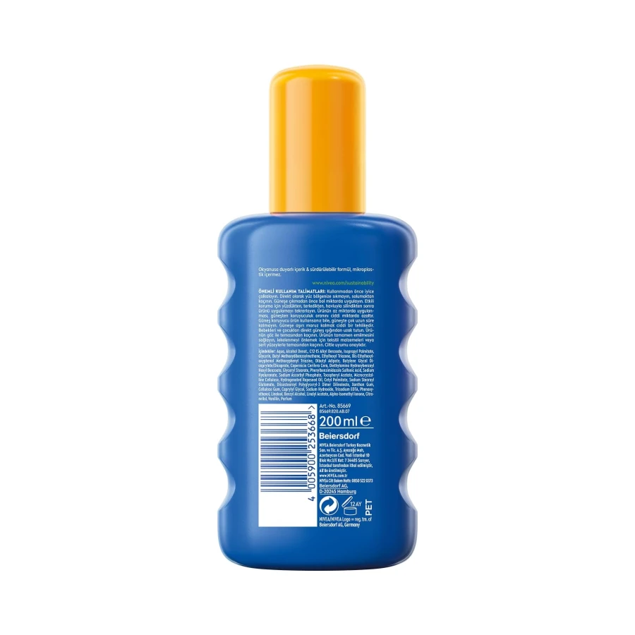 NIVEA SUN SPF50+Yüksek Güneş Koruyucu 200 ml,Suya Dayanıklı,Nemlendirici,C Vitamini,Hyalüron