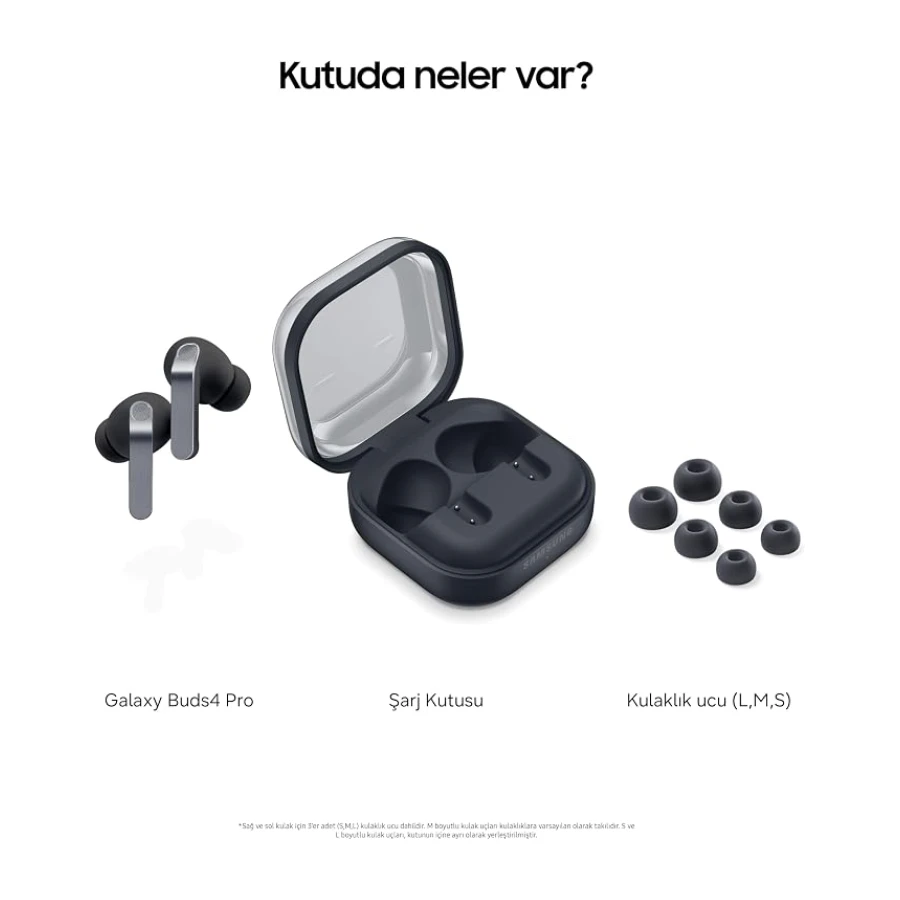 Samsung Galaxy Buds4 Pro Bluetooth Kulaklık, Siyah, Metal Gövde, 2 Yollu Hoparlör & Çift Amplifikatör, Geliştirilmiş ANC, Adaptif Gürültü Kontrolü