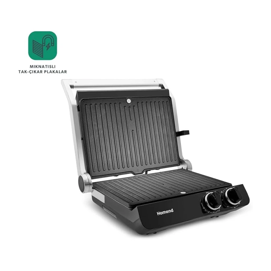 Homend Grilliant 1342H 3 in 1 Inox Gövde Çift Taraflı XL Döküm Plaka Tost ve Izgara Makinesi