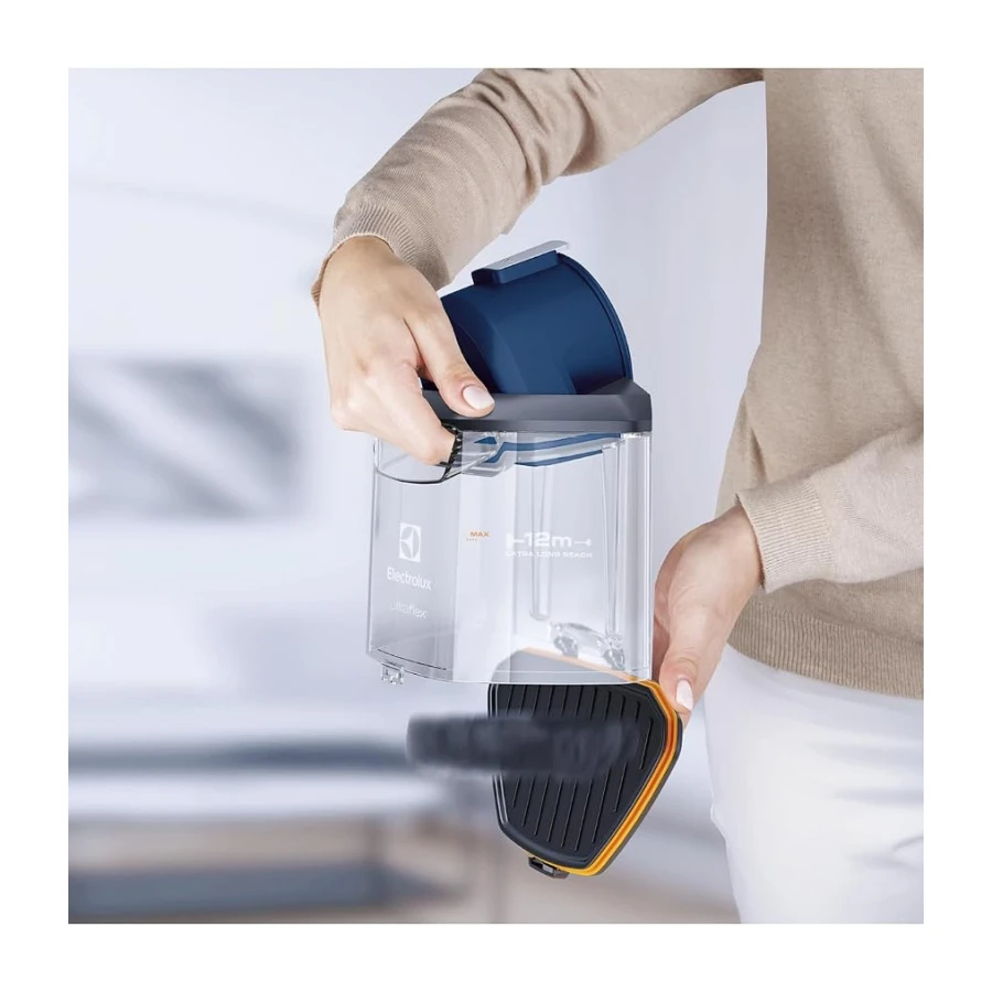Electrolux EUFC81DB UltraFlex Torbasız Elektrikli Süpürge | 750W | 12 m Erişim Mesafesi, Kolay Boşaltılabilir Toz Haznesi, Motion Control Sistemi, Yıkanabilir Hijyen Filtresi, Turbo Cyclonic