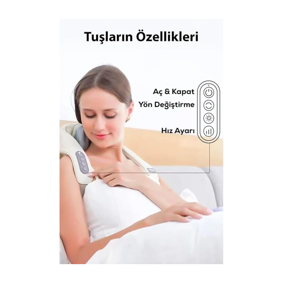 Senon Şarjlı Boyun Omuz Ve Bacak Masaj Aleti Isıtmalı İnsan Eli Yogurma Hissi Ovmalı Şarjlı Boyun Sırt Akupresür Masaj Cihazı 3D Masaj