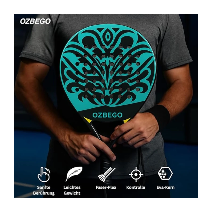 Padel Raket Seti %100 Tam Karbon - Çanta, 2 Overgrips, Bilek Desteği ve Koruyucu Film İçerir - Yeni Başlayanlar ve İleri Düzey Kullanıcılar İçin - Hafif ve Dayanıklı - Siyah ve Yeşil