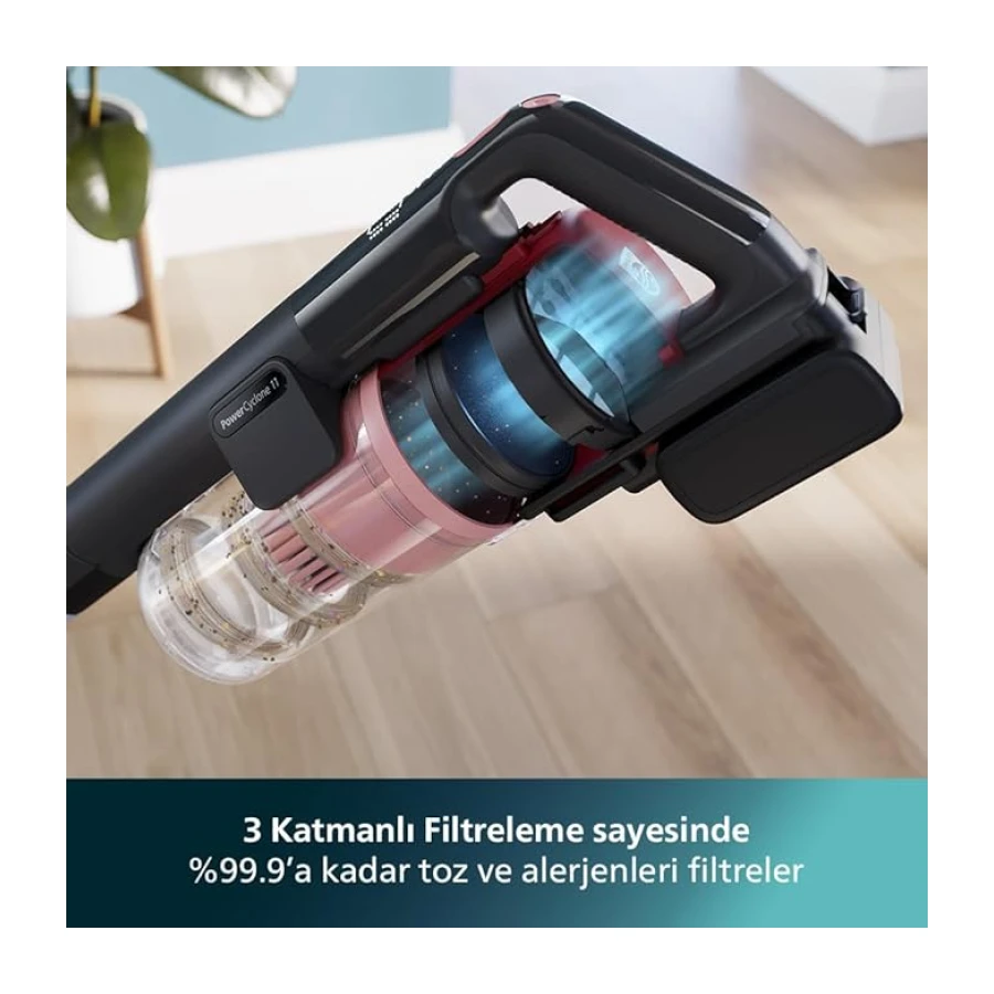 Philips 6000 Serisi Kablosuz Dikey Süpürge, PowerCyclone 11 (XC6552/01) ve Philips Orijinal Yedek Filtre - Kablosuz Süpürge 6000, 7000 ve 8000 Serisi ile Uyumlu (XV1681/01)
