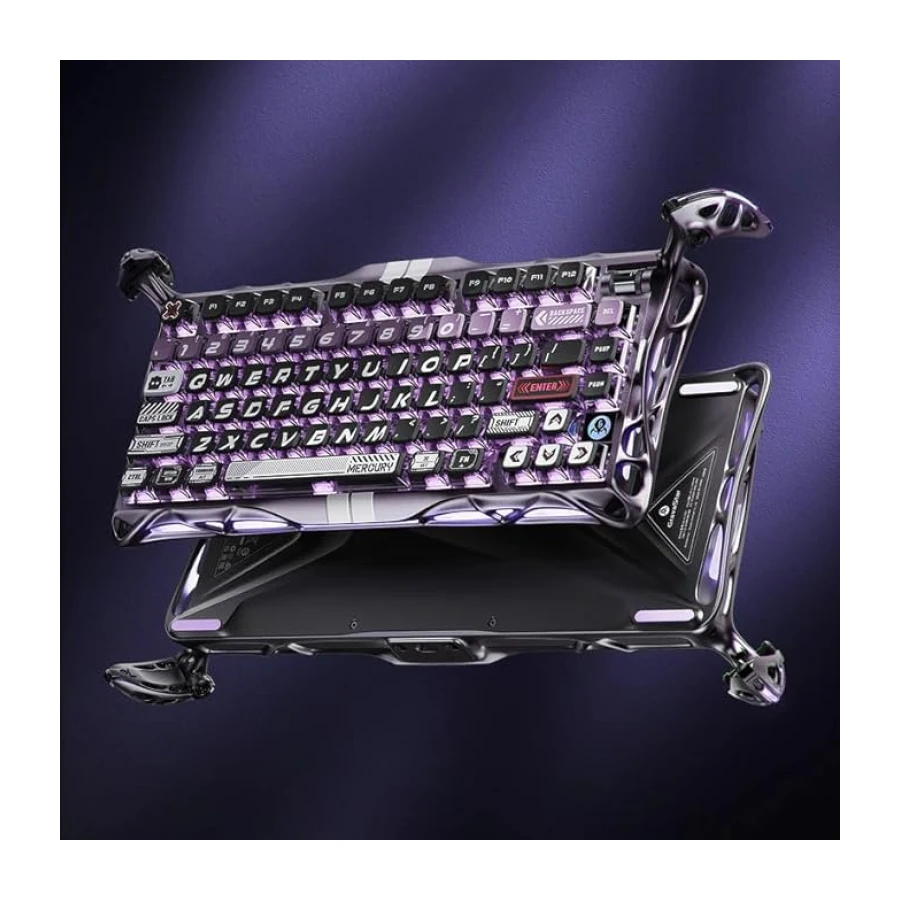 GravaStar Mercury V75 Pro HE Hall Effect Manyetik Switch Gaming Klavye, Hot-Swappable, Rapid Trigger, 8000Hz, 0.125ms Ultra Düşük Gecikme, Kablolu, RGB Işıklı, İngilizce Q, Iron Purple