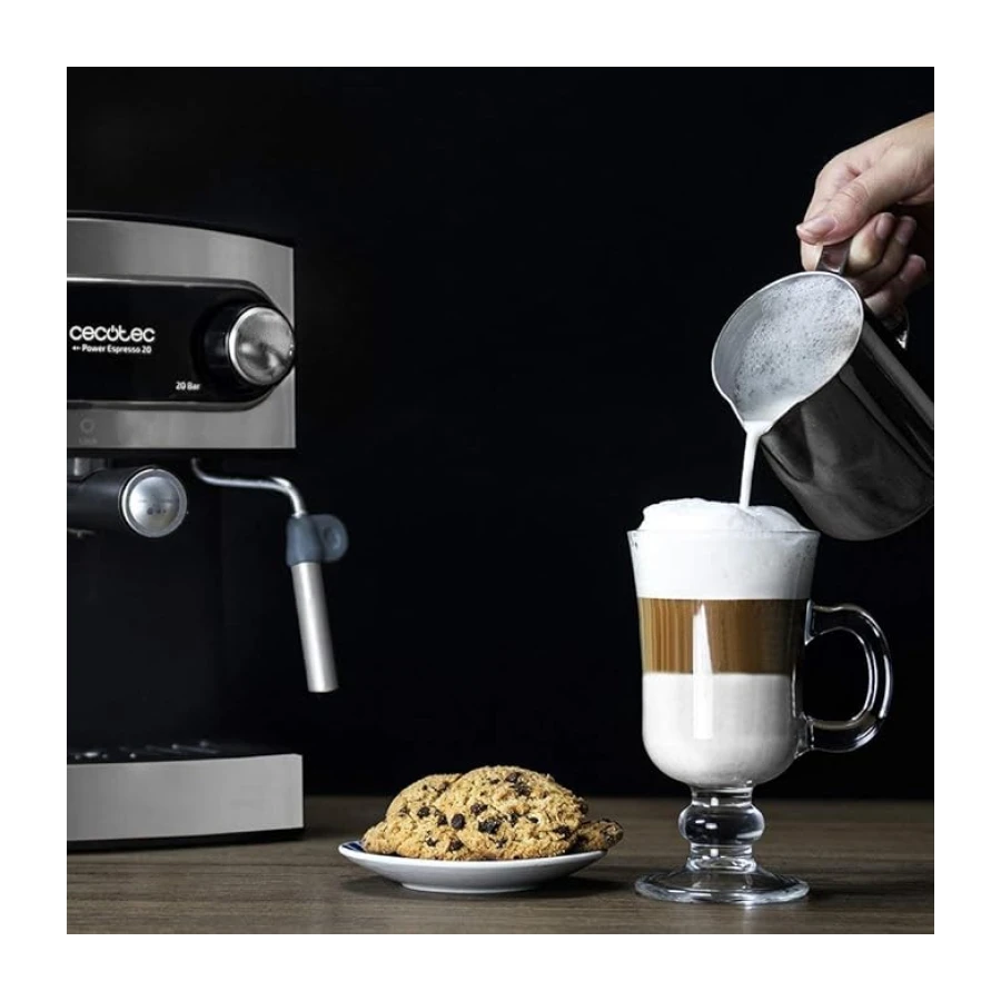 Cecotec Cumbia Power Espresso 20 Barista Aromax Espresso Makinesi, 2900W, 2 Isıtma Sistemi, 20 Bar Basınç Pompası, Manometre, Çift Çıkışlı Filtre Tutucu ve 2 Filtre
