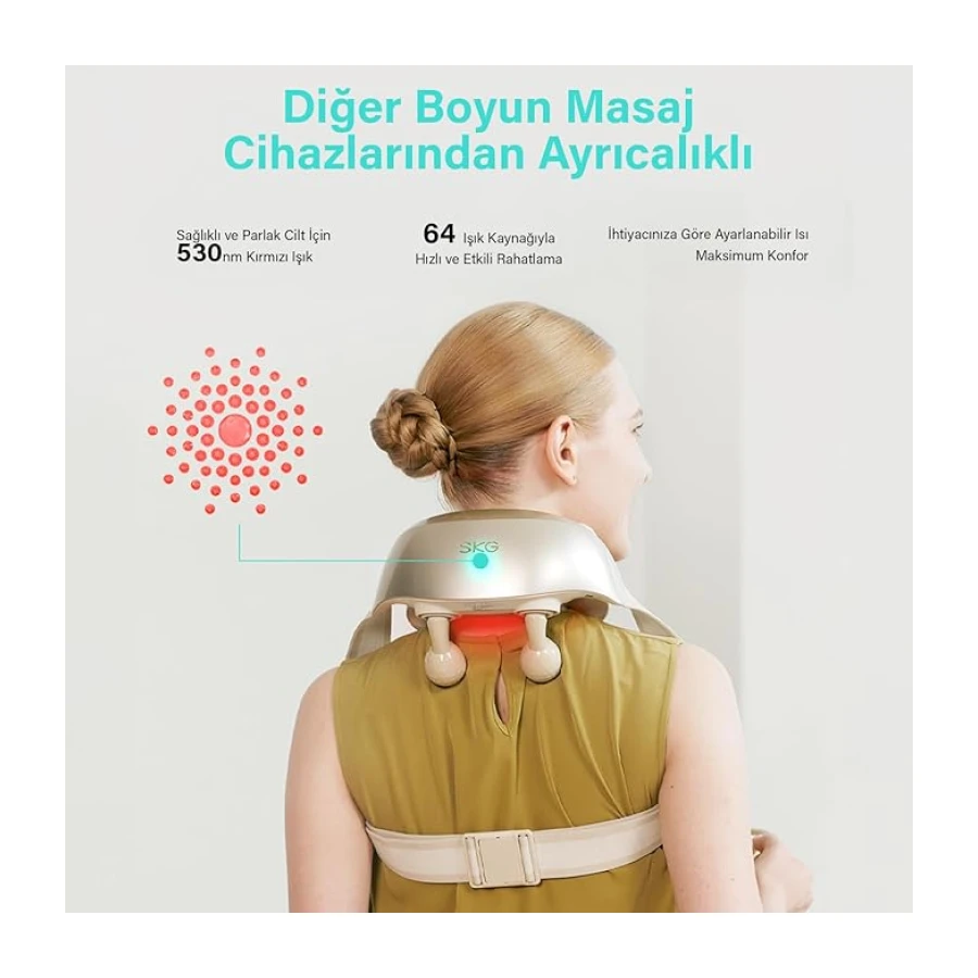 SKG H7 Ultra Profesyonel Boyun ve Omuz Masaj Cihazı, İnsan Eli Yoğurma Hissi, Shiatsu Masaj Fonksiyonu ve Isıtma Özelliği