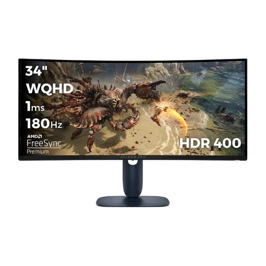 Dell AW3425DWM 34 3440x1440 WQHD 180Hz 1ms HDMI DP FreeSync Premium HDR 400 Curved Gaming Monitor