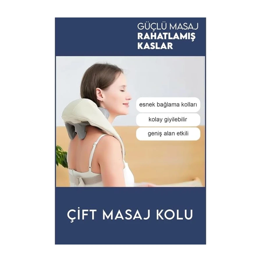 Senon Şarjlı Boyun Omuz Ve Bacak Masaj Aleti Isıtmalı İnsan Eli Yogurma Hissi Ovmalı Şarjlı Boyun Sırt Akupresür Masaj Cihazı 3D Masaj