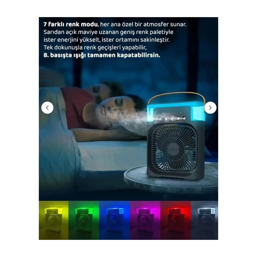 AKSU Katjmer KTFN-21 Buharlı Işıklı Masaüstü USB Fan (BEYAZ)