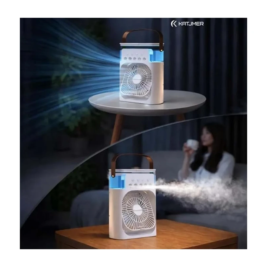 AKSU Katjmer KTFN-21 Buharlı Işıklı Masaüstü USB Fan (BEYAZ)