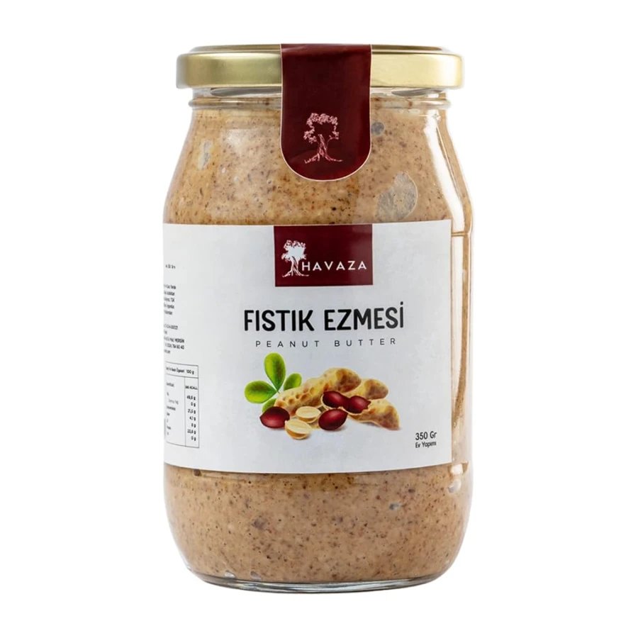 HAVAZA Şekersiz,Ev yapımı,%100 Doğal Fıstık Ezmesi 350 Gr.