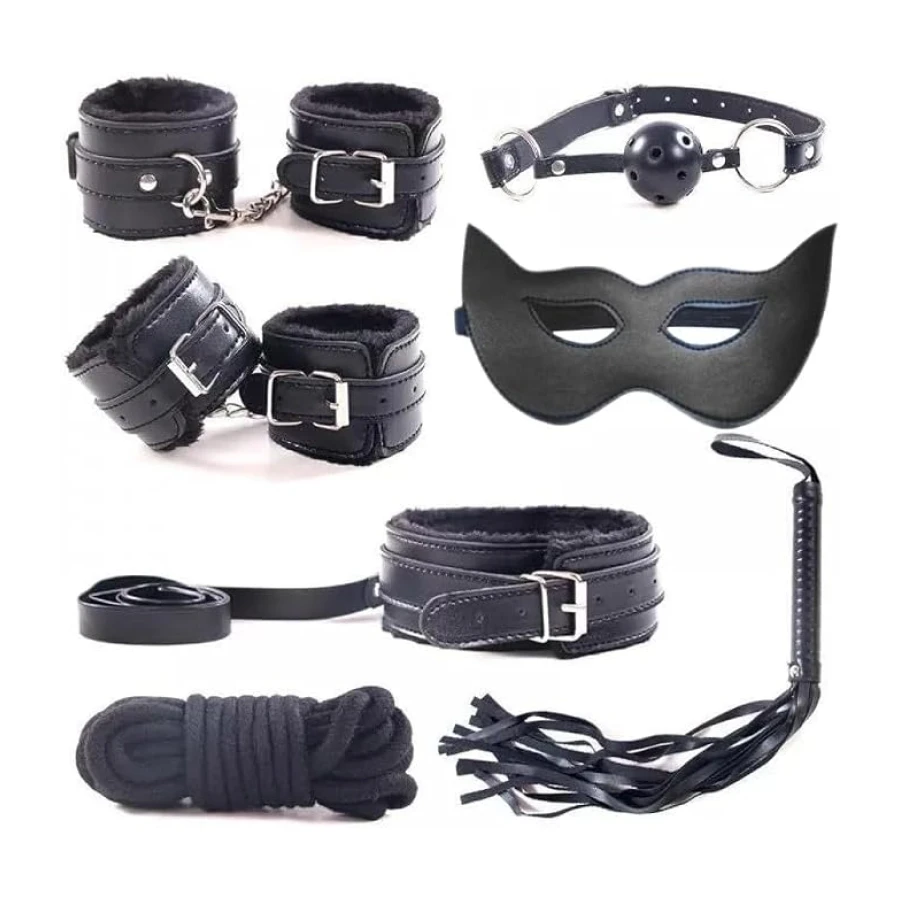 PureLoveAdult 7 Parça Fetiş Set BDSM Fantezi Takımı Gizli Paket