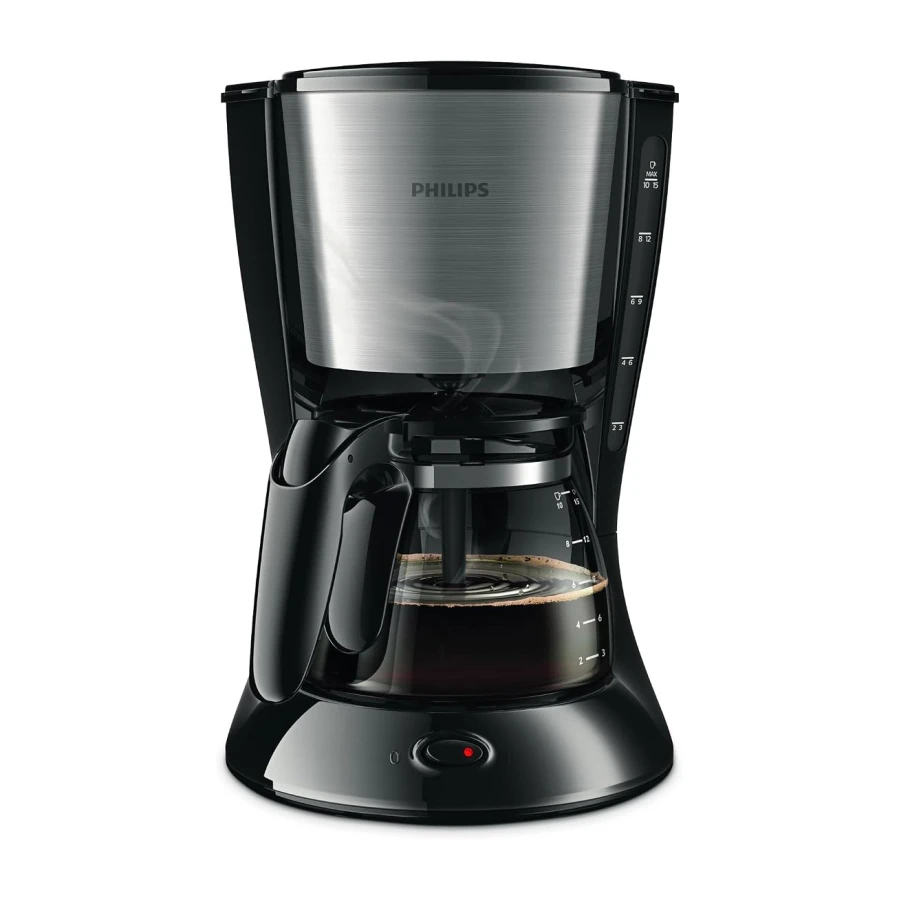 Philips Filtre Kahve Makinesi, 1,2 Lt Kapasite, Otomatik Kapanma, Cam Demlikli, Siyah ve Metal, HD7462/20