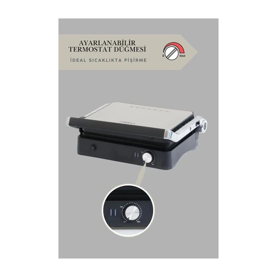 Primo Tost Makinesi | 2000W Güç | Yapışmaz Plaka | Yağ Hazneli Termostatlı Tost Makinası