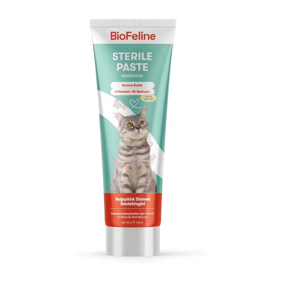 Biofeline Kısır Kediler İçin Multivitaminli Malt Macun 100g ve Sterile Paste