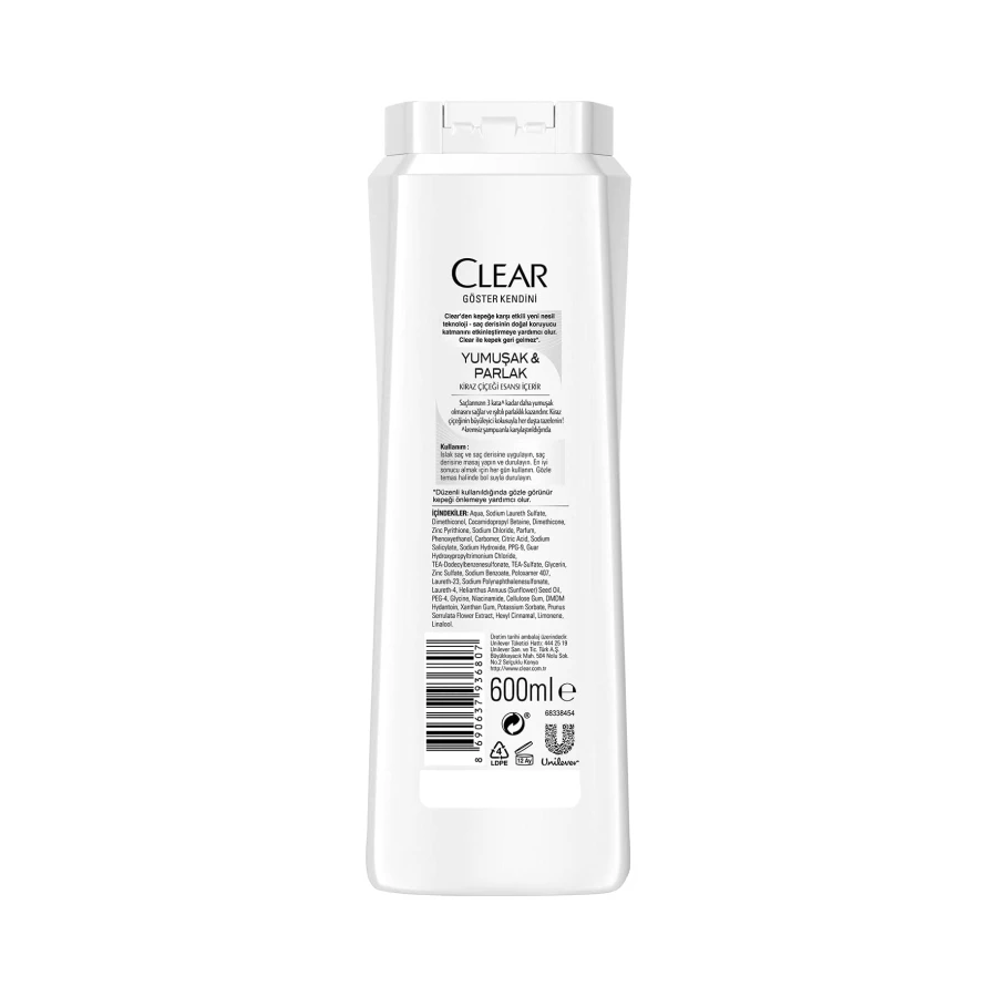 Clear Besleyici Şampuan Kepeğe Karşı Etkili Yumuşak ve Parlak Saçlar 600 ml