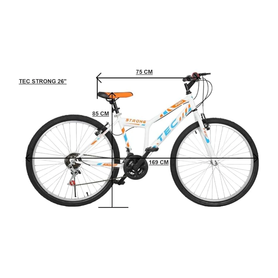 Bisiklet Strong 26" Jant 21 Vites Erkek Dağ Bisikleti Beyaz - Turuncu & Vitesli Bisiklet