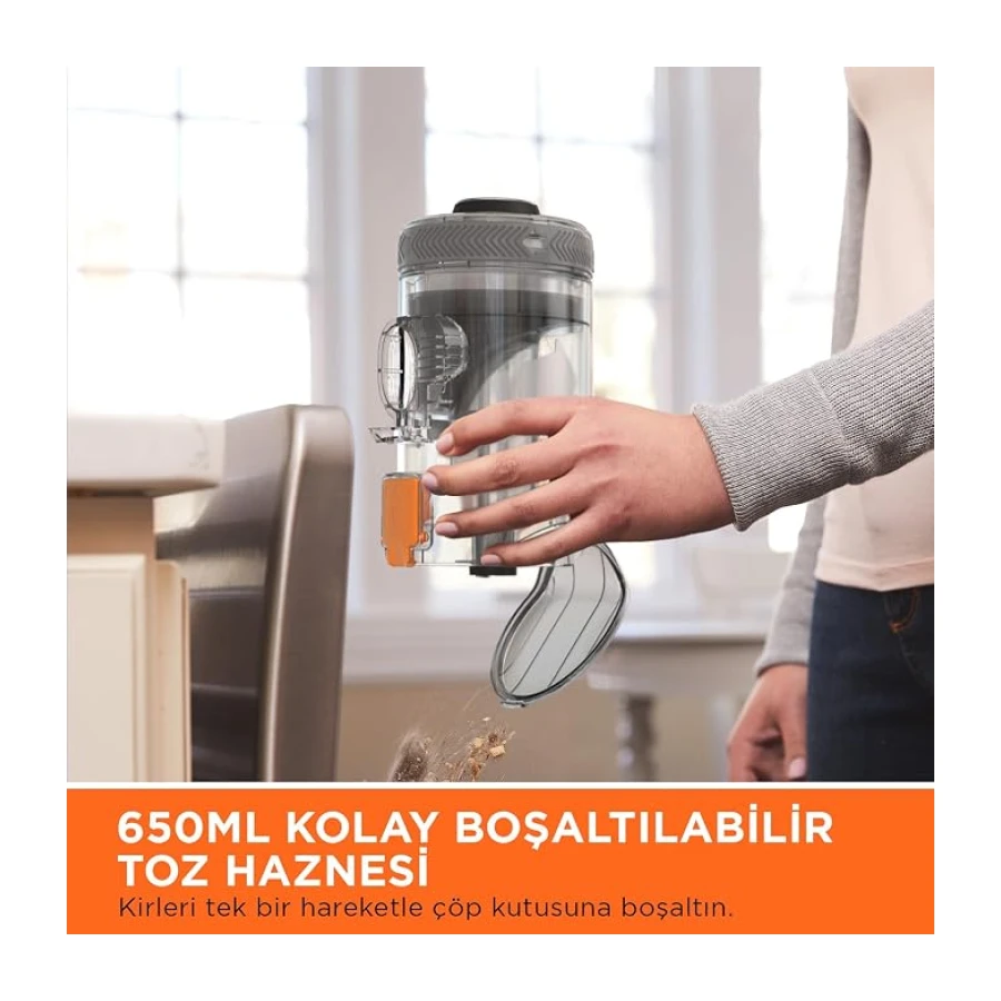 Black+Decker BHFEV182C 4'ü 1 Arada Kablosuz Dikey Süpürge (18 V, 2.0 Ah, To, Elektrikli Fırça Başlığı, Dar Aralık Aparatı, Şarj Cihazı ve Duvar Askısı Dahil)