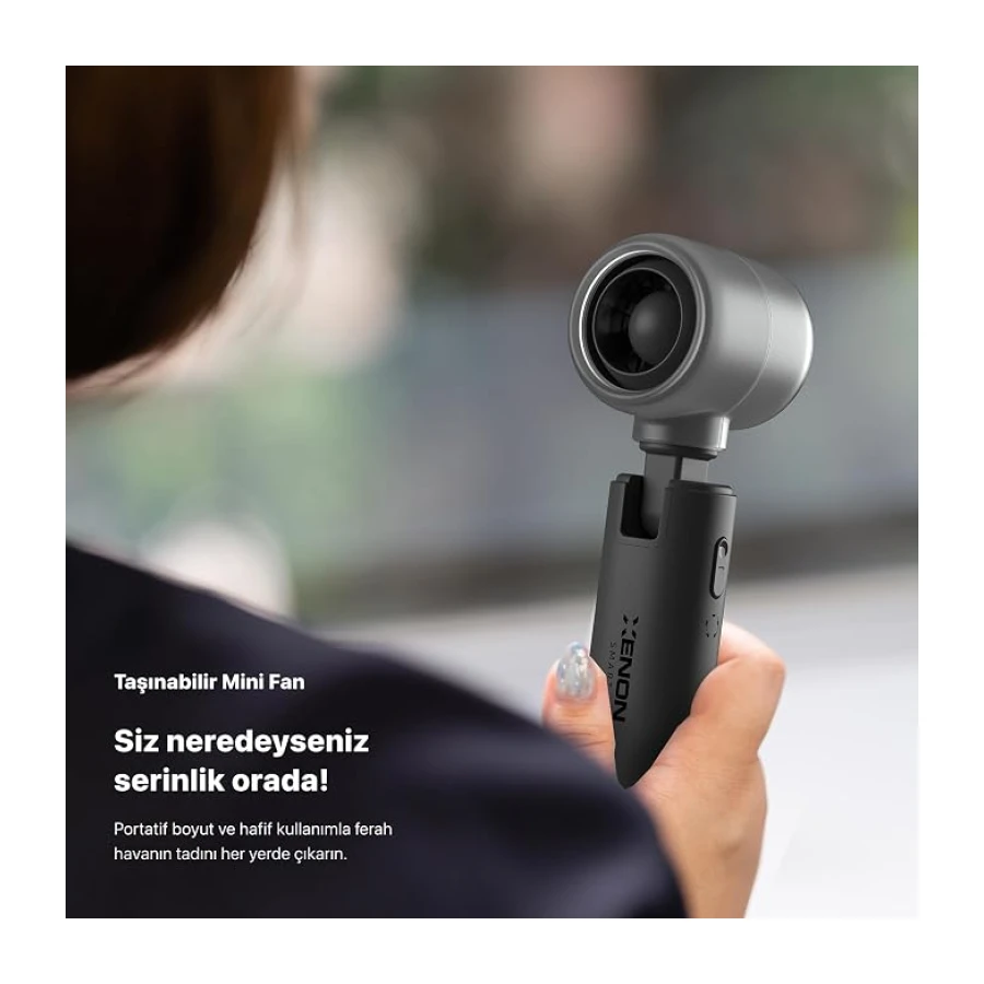 Xenon Smart Taşınabilir Mini El Vantilatörü Seyahat için USB Type-C Şarj Edilebilir Ultra Sessiz 5 Hız Kademeli 14000 rpm Ayarlanabilir Başlıklı Soğutucu Fan X6101