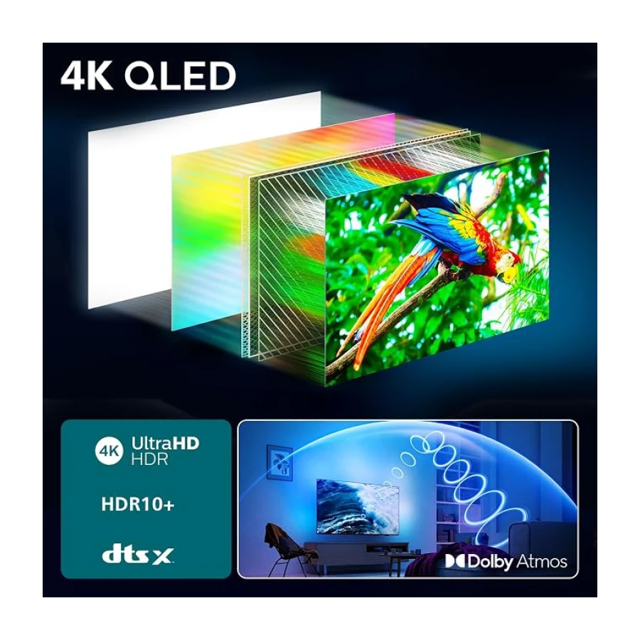 Philips Ambilight TV 55PUS8500/62 4K UHD QLED 139cm 55 inç Smart TV Dolby Atmos Titan OS
